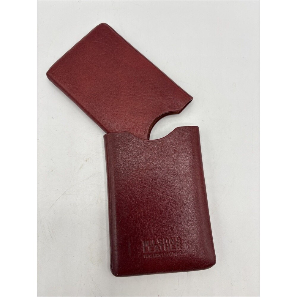 Wilsons Leather red burgundy leather two-piece card case